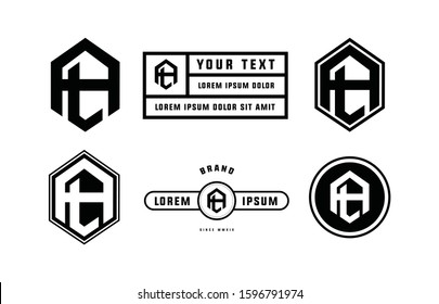 monogram logo template in frame letter AL or LA for apparel, company