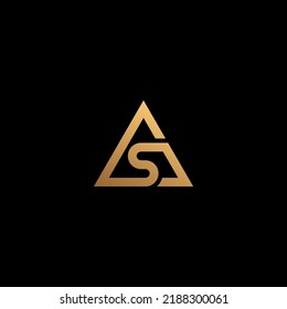 AS monogram logo triangle shape - gold gradient. A and S logo.