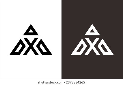 monogram logo with a triangular shape that forms the letter "X". black and white background.