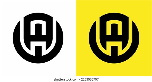 monogram logo A U I with black color and elegant white and yellow background