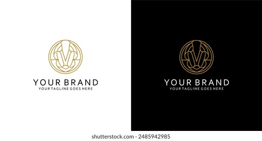 A monogram logo vb double elliptical emblem by forming monoline ornaments gives a classic impression of simple luxury elegance and minimalism