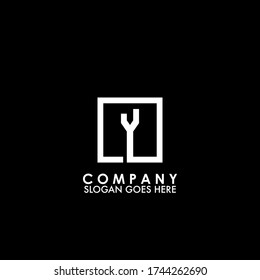 Monogram Logo Y initial letter looping linked square line shape design for business style.