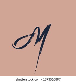 AM Monogram Logo.Abstract Signature Icon.Letter A And Letter M.Brush Script Lettering Sign Isolated On Light Background.Alphabet Initials.Modern Style Textured Uppercase Character Shapes.