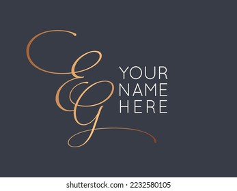 EG monogram logo.Calligraphic signature icon.Script letter e, letter g.Lettering sign.Wedding, fashion, beauty, gift boutique, decorative alphabet initials.Handwritten style characters.