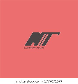monogram logog NT, minimalism design, red background, letters NT, for your company