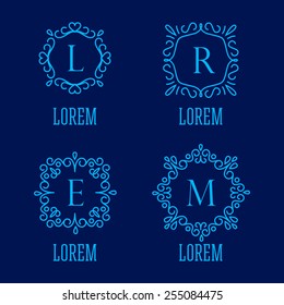 Monogram Logos Set on Dark Blue Background