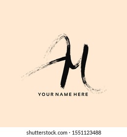 AM monogram logo.Signature style typographic icon with brush script uppercase letter a and letter m.Lettering sign isolated on light background.Calligraphy hand drawn alphabet initials.Modern style.