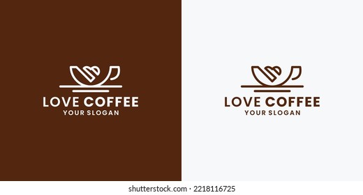 monogram love coffee logo design inspiration. coffee cup with love combine