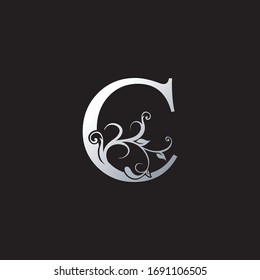 Monogram Luxury C  Letter Logo Icon, Initial ornate swirl floral leaf vector design concept for business, weeding with luxury style.