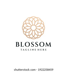 Monogram luxury flower logo design illustration vector. Logo can be used for icon, brand, identity, feminine, floral, and business company