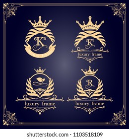 monogram luxury frame for premium invitation cards or logo product royal, calligraphic elegant elements, ornament vector, vintage decorative