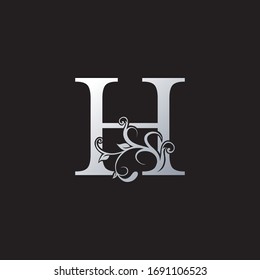 Monograma Lujo H Letra Icono Logotipo, Concepto inicial de diseño portador de hojas florales giratorias para empresas, desheredado con estilo de lujo.