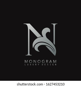 Monogram Luxury Initial Letter N Logo Icon, simple luxuries business vector design concept.