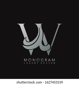 Monogram Luxury Initial Letter W Logo Icon, simple luxuries business vector design concept.