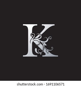 Monogram Luxury K Letter Logo Icon, Initial ornate swirl floral leaf vector design concept for business, weeding with luxury style.
