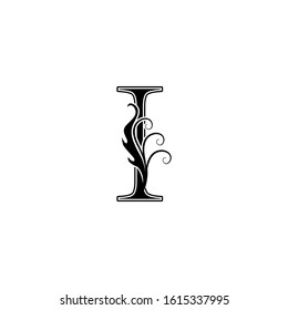 Monogram Luxury Letter I logo icon, vintage design concept floral leaves  for initial, luxuries business, hotel, wedding service and more brand identity.