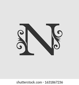 Monogram Luxury Letter N Initial  Logo Icon  vector design concept.