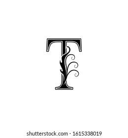 Monogram Luxury Letter T logo icon, vintage design concept floral leaves  for initial, luxuries business, hotel, wedding service and more brand identity.