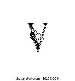 Monogram Luxury Letter V logo icon, vintage design concept floral leaves  for initial, luxuries business, hotel, wedding service and more brand identity.