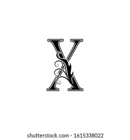Monogram Luxury Letter X logo icon, vintage design concept floral leaves  for initial, luxuries business, hotel, wedding service and more brand identity.