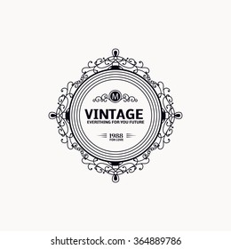 Monogram luxury logo template with elegant ornament elements. Luxury elegant design for cafe, restaurant, boutique, hotel, shop, jewelry.