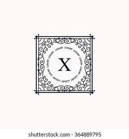 Monogram luxury logo template with elegant ornament elements. Luxury elegant design for cafe, restaurant, boutique, hotel, shop, jewelry.