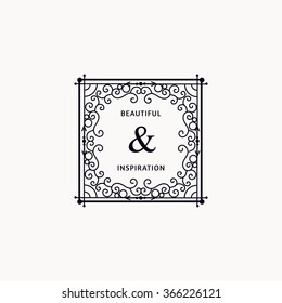 Monogram luxury logo template with elegant ornament elements. Luxury elegant design for cafe, restaurant, boutique, hotel, shop, jewelry.