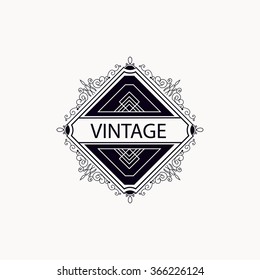 Monogram luxury logo template with elegant ornament elements. Luxury elegant design for cafe, restaurant, boutique, hotel, shop, jewelry.