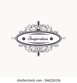 Monogram luxury logo template with elegant ornament elements. Luxury elegant design for cafe, restaurant, boutique, hotel, shop, jewelry.