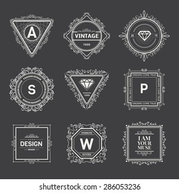 Monogram  luxury logo template with flourishes calligraphic elegant ornament elements. Luxury elegant design for cafe, restaurant, boutique, hotel, shop, store, heraldic, jewelry, fashion