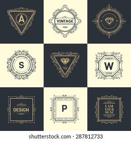 Monogram  luxury logo template with flourishes calligraphic elegant ornament elements. Luxury elegant design for cafe, restaurant, boutique, hotel, shop, store, heraldic, jewelry, fashion