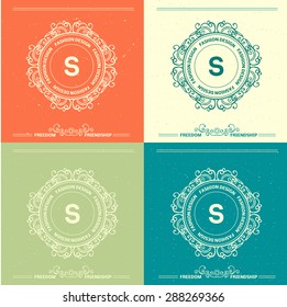 Monogram  luxury logo template with flourishes calligraphic elegant ornament elements. Luxury elegant design for cafe, restaurant, boutique, hotel, shop, store,  jewelry, fashion