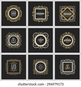 Monogram  luxury logo template with flourishes calligraphic elegant ornament elements. 