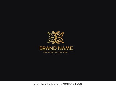 Plantilla de logotipo de lujo monograma, logotipo de lujo, logotipo clásico de oro, logotipo de icono de lujo de oro, promoción de marca