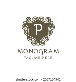plantilla de vectores con logotipo de lujo monograma para Restaurant Royalty Boutique Cafe Hotel Jewelry Fashion.