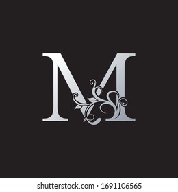 Monogram Luxury M Letter Logo Icon, Initial ornate swirl floral leaf vector design concept for business, weeding with luxury style.