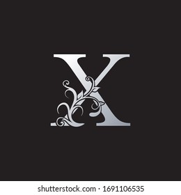 Monogram Luxury X  Letter Logo Icon, Initial ornate swirl floral leaf vector design concept for business, weeding with luxury style.