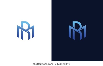 Monogram M BR MR RM initial minimal logo gradient simple