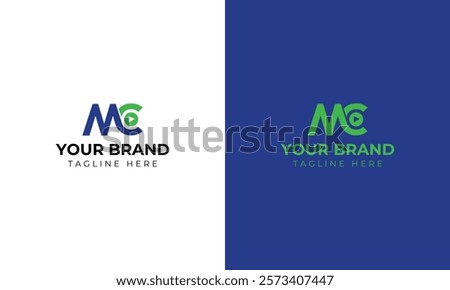 Monogram M C MC CM media play video logo concept