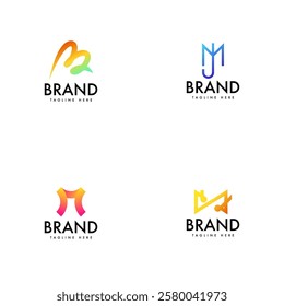 Monogram M Logo Design Template Set. Letter M Logo Template Set