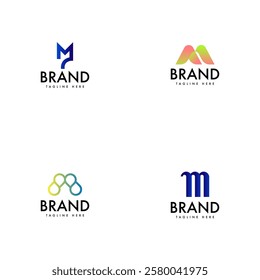 Monogram M Logo Design Template Set. Letter M Logo Template Set