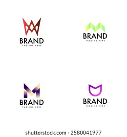 Monogram M Logo Design Template Set. Letter M Logo Template Set