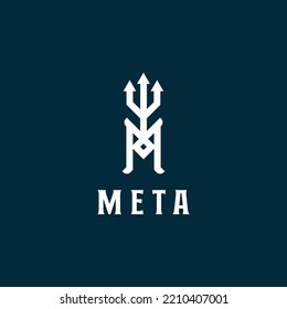 Monogram M Trident Symbol Logo Design