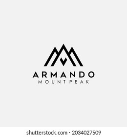 Monogram am or ma Summit Peak Mountain Logo Design