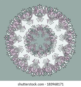 Monogram mandala in romantic colors.