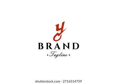 monogram mark logo letter Y with thunder sign in flat vector design style