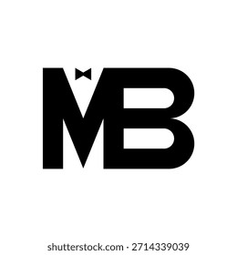 Monogram MB Logo With Bow Tie Accent, Modern Black color.