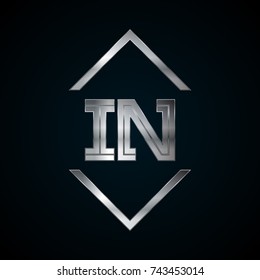 IN Monogram, Metal Logo, Silver Logo