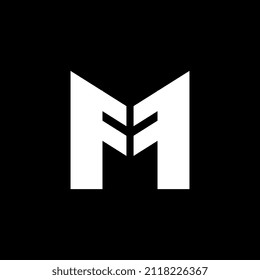 Monogram MF Plane Negative simple logo design
