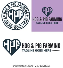 Monogram, Minimalist, And Letterhead Hog And Pig Farming Logo Design